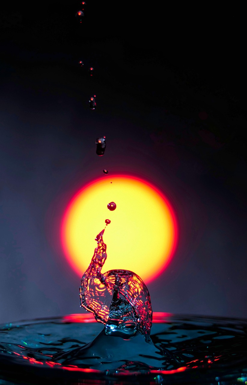 high speed, waterdrop, drops, water, art, crane, nature, development, poetry, abstract